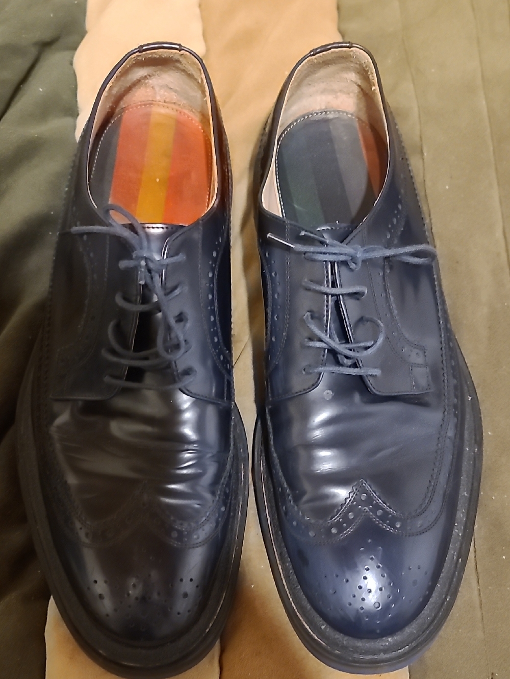 Paul Smith Navy Leather Brogue Derby Shoes